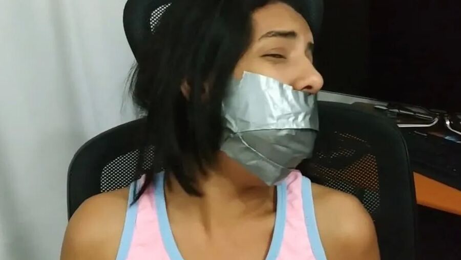 Babysitter Hogtied With Shoe Tied To Her Face - Selfgags