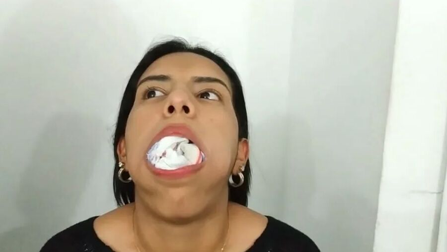 Gagged With 10 Socks And Clear Tape Gag - Selfgags