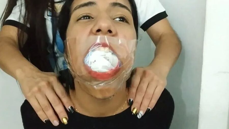 Gagged With 10 Socks And Clear Tape Gag - Selfgags