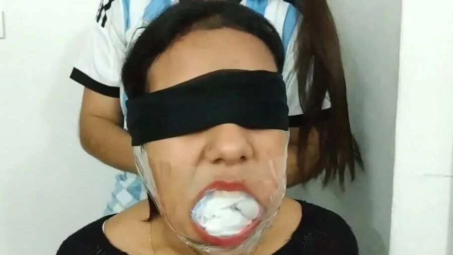 Gagged With 10 Socks And Clear Tape Gag - Selfgags
