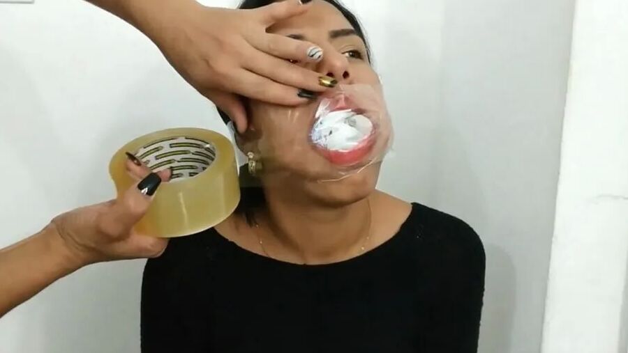 Gagged With 10 Socks And Clear Tape Gag - Selfgags