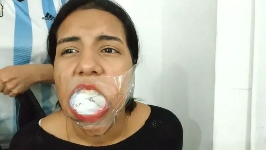 Gagged With 10 Socks And Clear Tape Gag - Selfgags