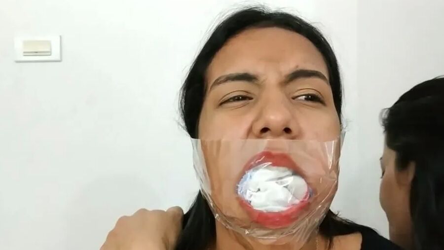Gagged With 10 Socks And Clear Tape Gag - Selfgags