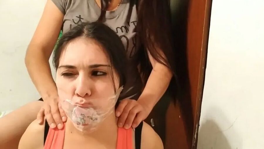 Gagged With 6 Socks And Clear Tape Gag - Selfgags