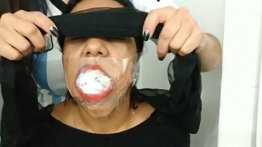 Gagged With 10 Socks And Clear Tape Gag - Selfgags