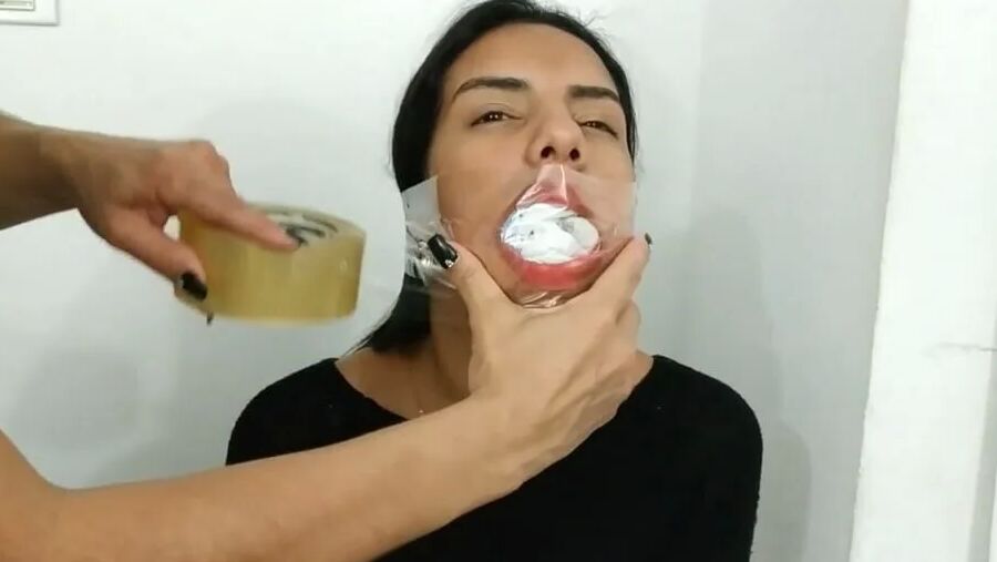 Gagged With 10 Socks And Clear Tape Gag - Selfgags