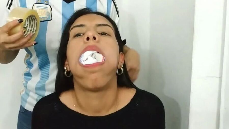 Gagged With 10 Socks And Clear Tape Gag - Selfgags