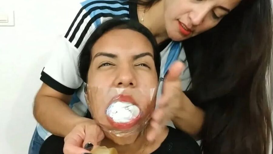 Gagged With 10 Socks And Clear Tape Gag - Selfgags