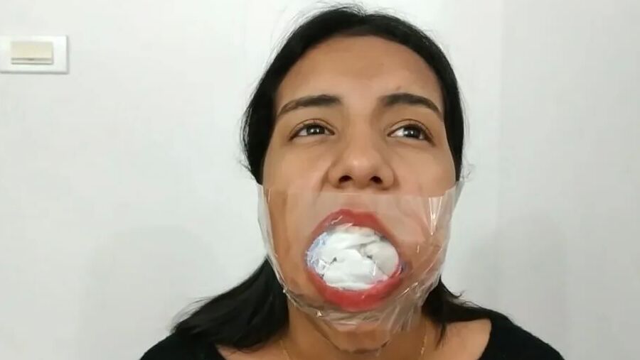 Gagged With 10 Socks And Clear Tape Gag - Selfgags