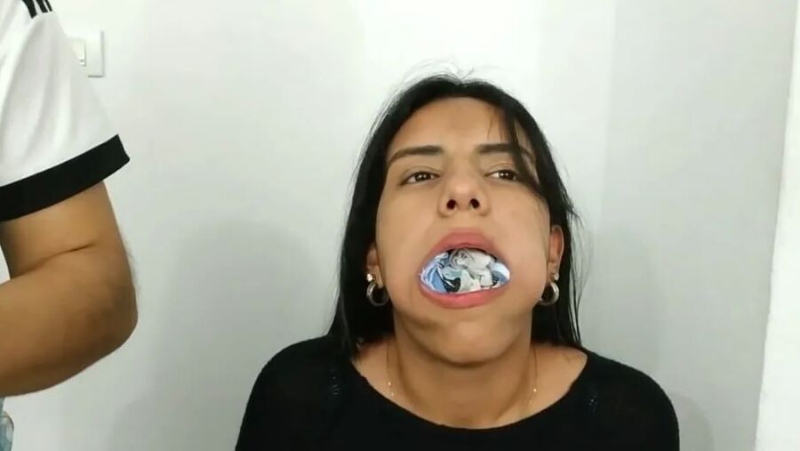 Gagged With 10 Socks And Clear Tape Gag - Selfgags