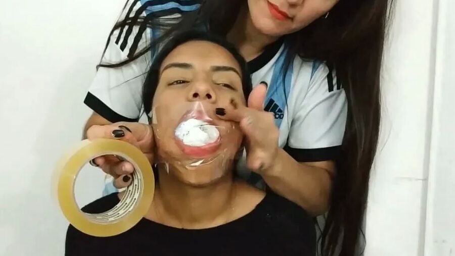 Gagged With 10 Socks And Clear Tape Gag - Selfgags