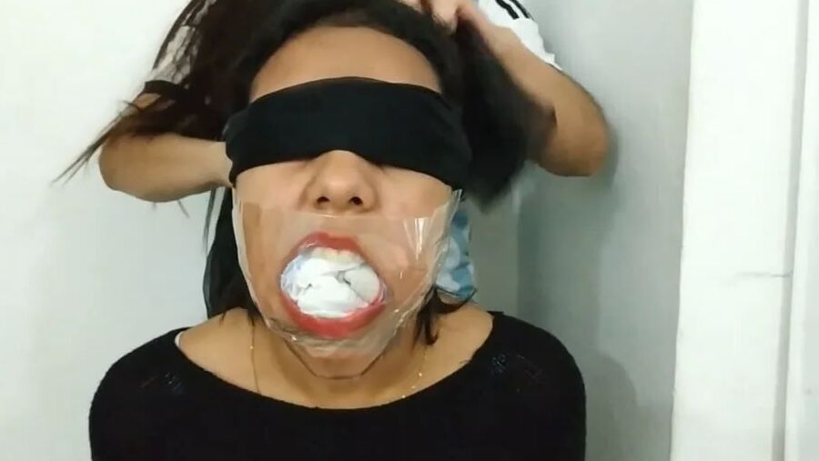 Gagged With 10 Socks And Clear Tape Gag - Selfgags