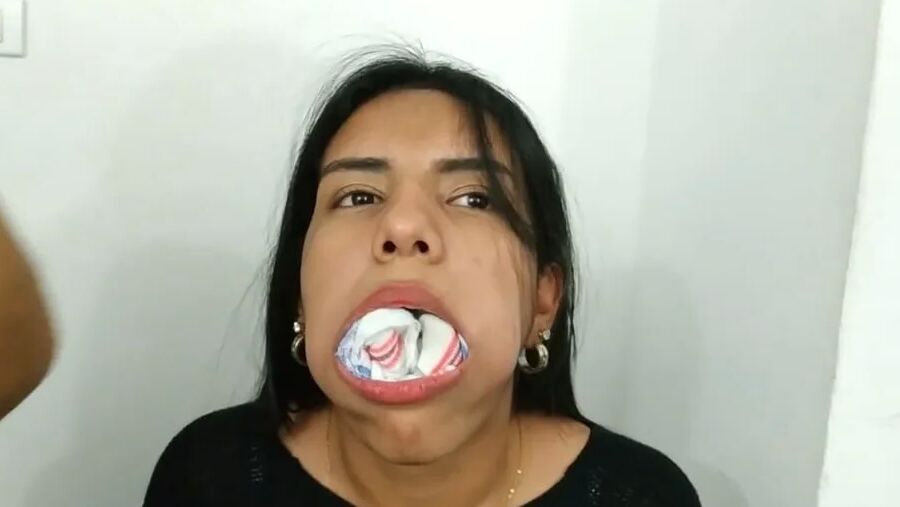 Gagged With 10 Socks And Clear Tape Gag - Selfgags