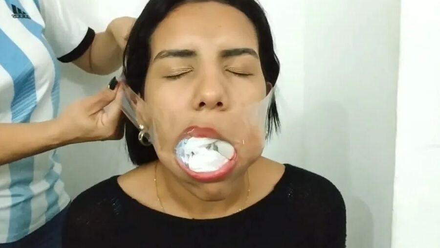 Gagged With 10 Socks And Clear Tape Gag - Selfgags