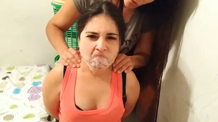 Gagged With 6 Socks And Clear Tape Gag - Selfgags