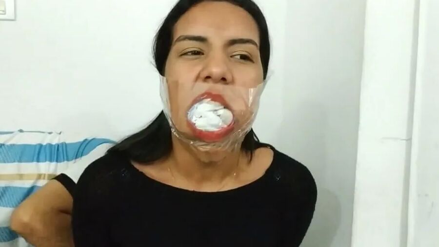 Gagged With 10 Socks And Clear Tape Gag - Selfgags