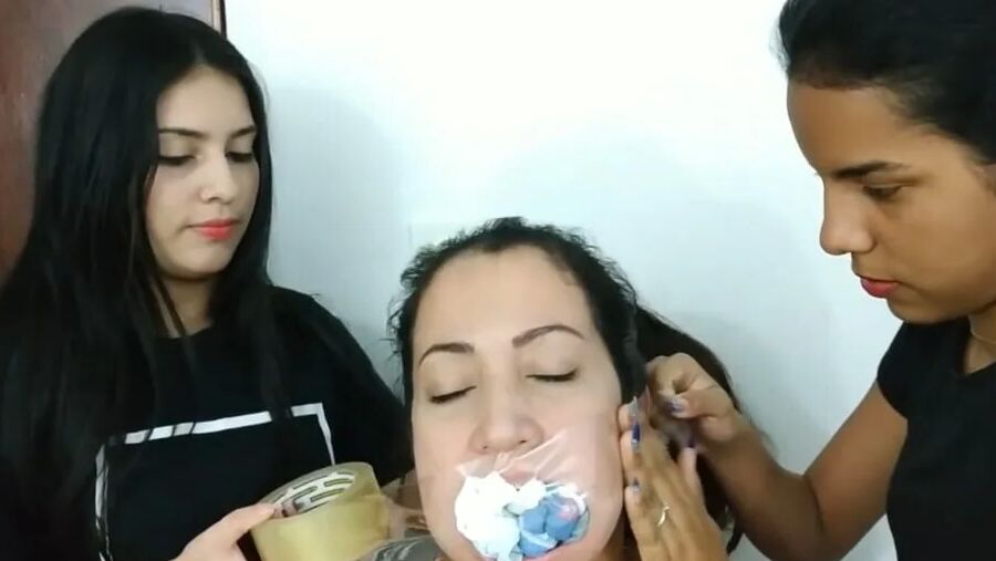 Gagged Woman Mouth Stuffed With Multiple Socks - Selfgags