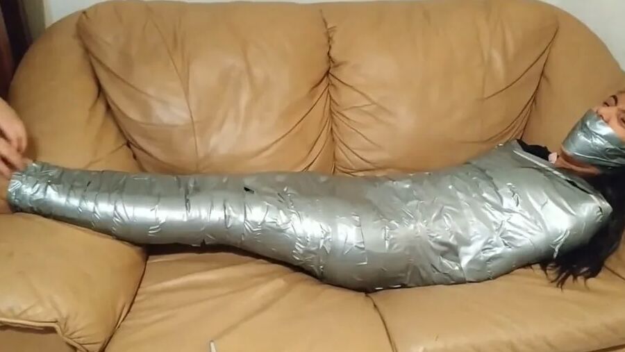 Gagged Girl Duct Tape Wrapped Up Tight - Selfgags