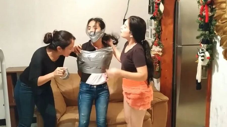 Gagged Girl Duct Tape Wrapped Up Tight - Selfgags