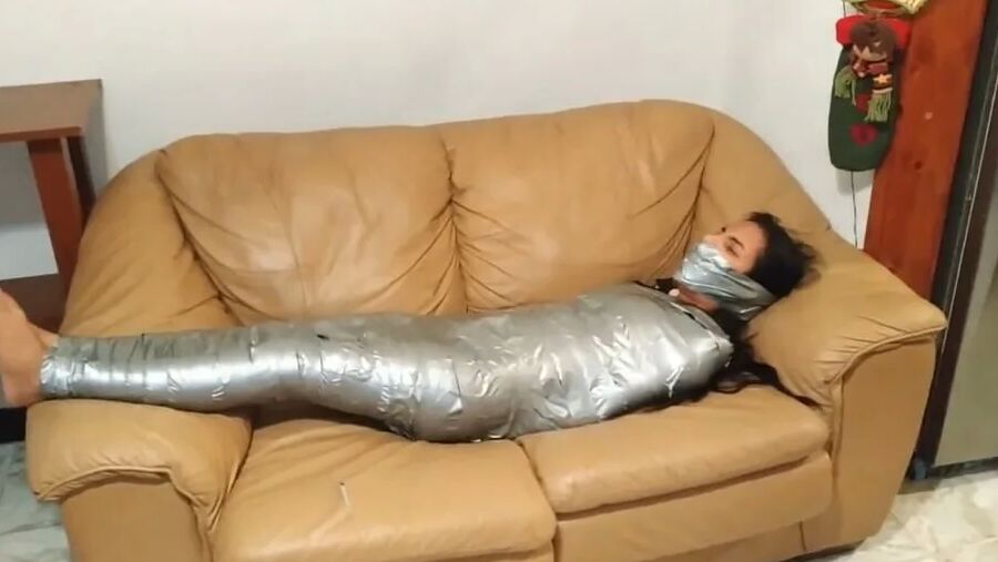 Gagged Girl Duct Tape Wrapped Up Tight - Selfgags