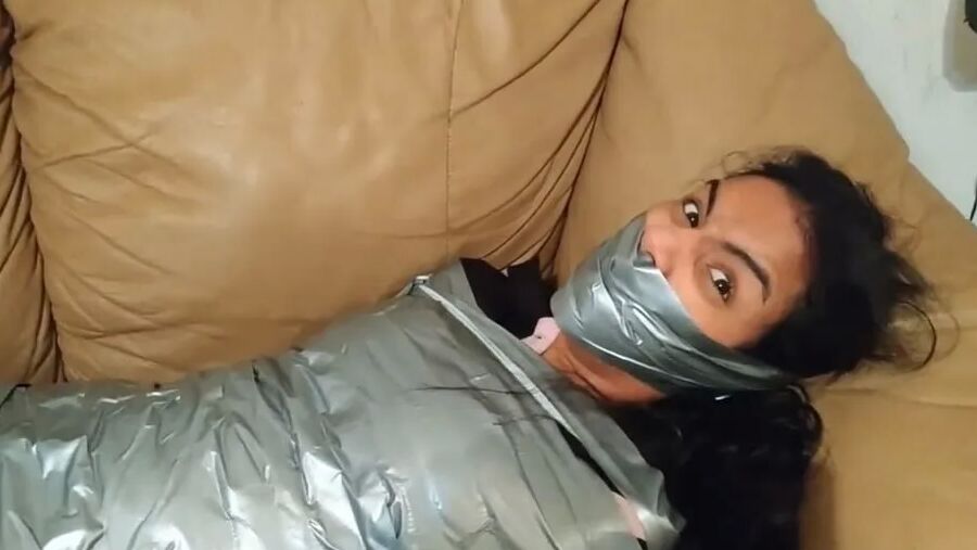 Gagged Girl Duct Tape Wrapped Up Tight - Selfgags