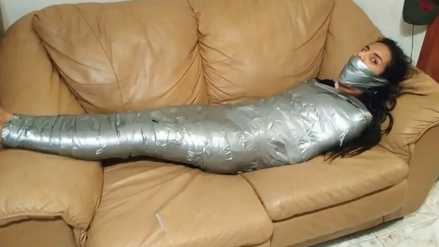 Gagged Girl Duct Tape Wrapped Up Tight - Selfgags