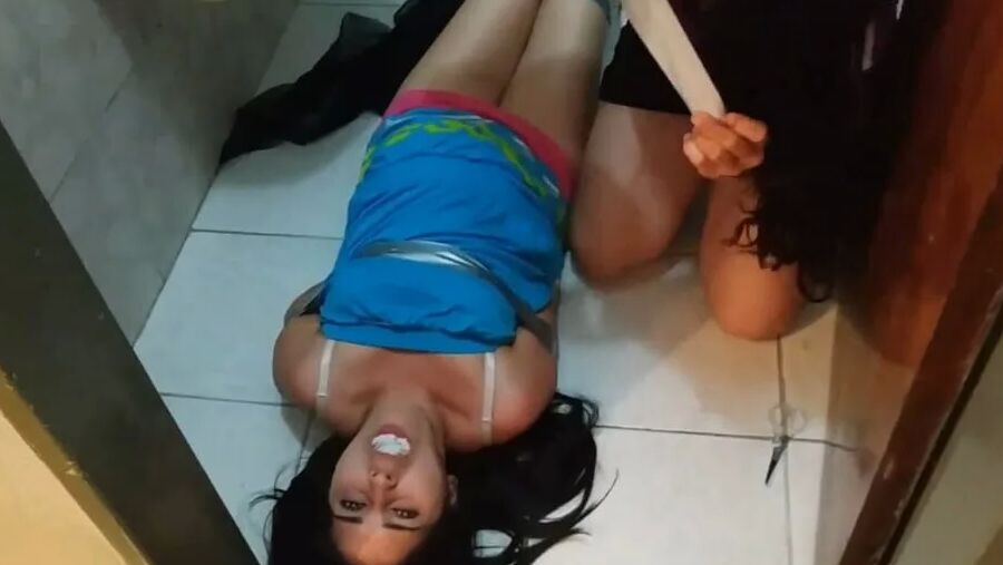 Bound Party Girl Stays Home With Bondage - Selfgags