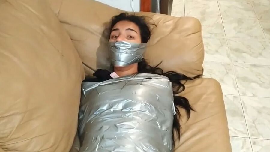 Gagged Girl Duct Tape Wrapped Up Tight - Selfgags