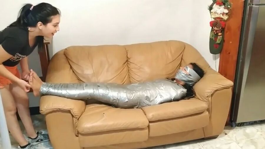 Gagged Girl Duct Tape Wrapped Up Tight - Selfgags
