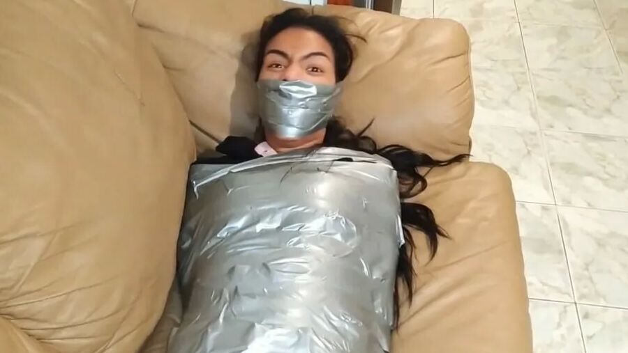 Gagged Girl Duct Tape Wrapped Up Tight - Selfgags