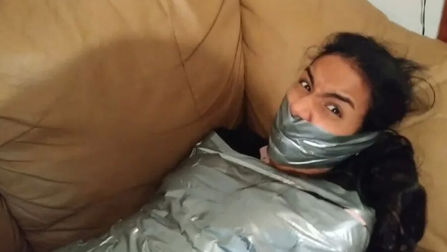 Gagged Girl Duct Tape Wrapped Up Tight - Selfgags