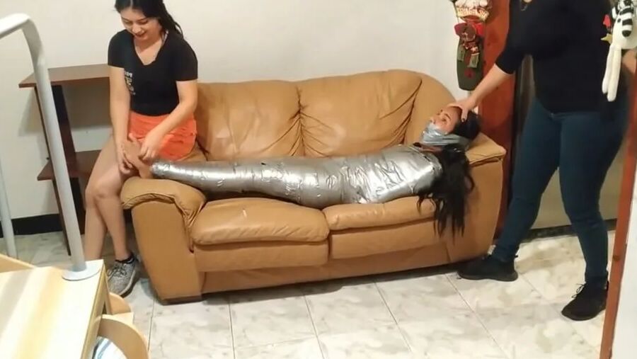 Gagged Girl Duct Tape Wrapped Up Tight - Selfgags