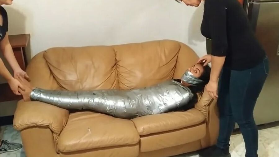 Gagged Girl Duct Tape Wrapped Up Tight - Selfgags