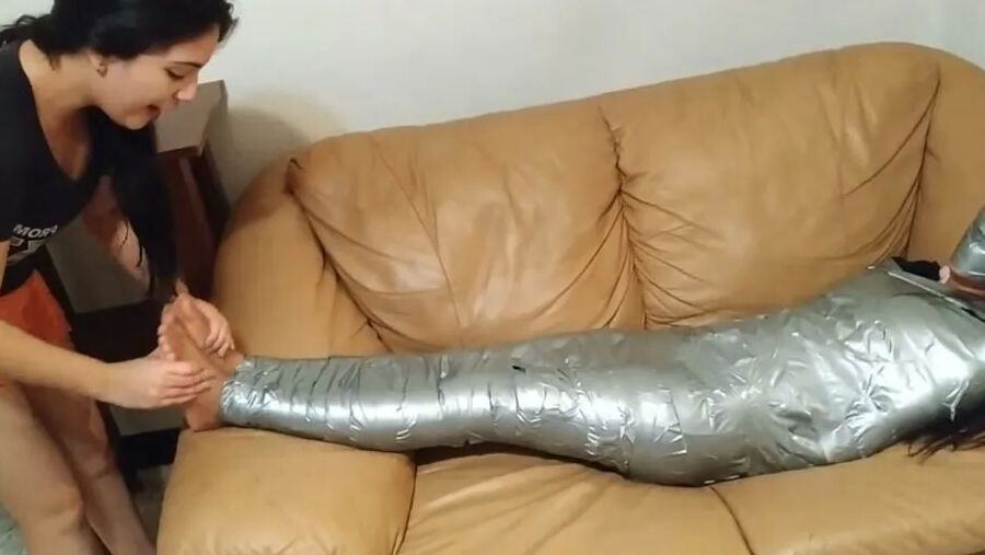 Gagged Girl Duct Tape Wrapped Up Tight - Selfgags