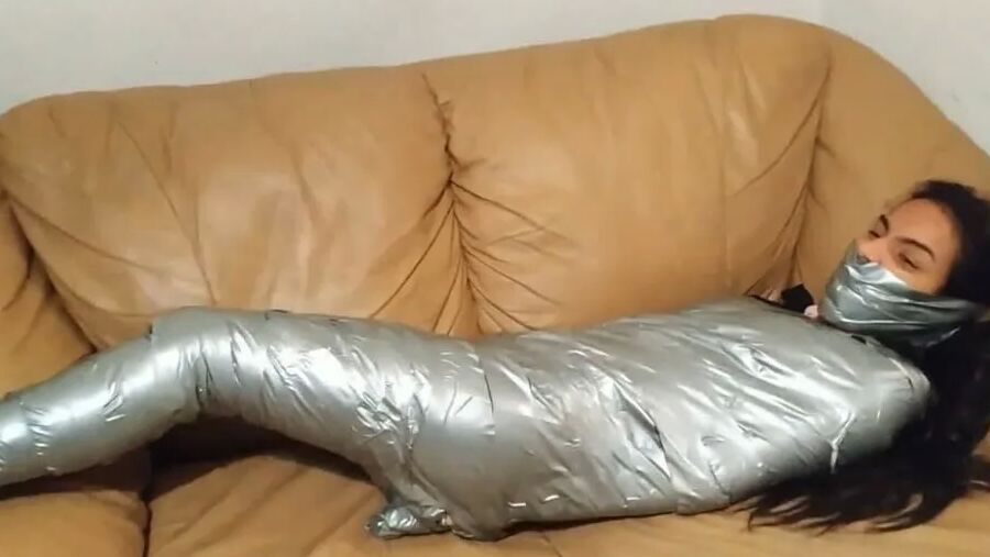 Gagged Girl Duct Tape Wrapped Up Tight - Selfgags