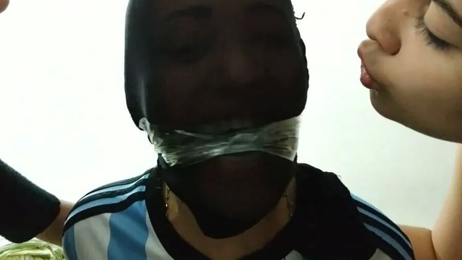 Gagged Woman Hogtied With Pantyhose Encasement - Selfgags