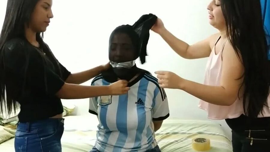 Gagged Woman Hogtied With Pantyhose Encasement - Selfgags