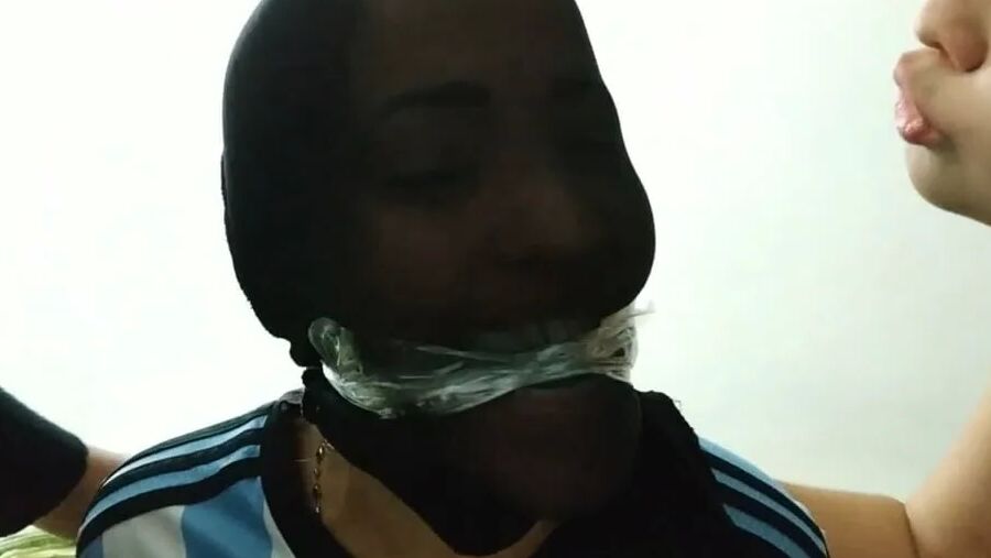 Gagged Woman Hogtied With Pantyhose Encasement - Selfgags