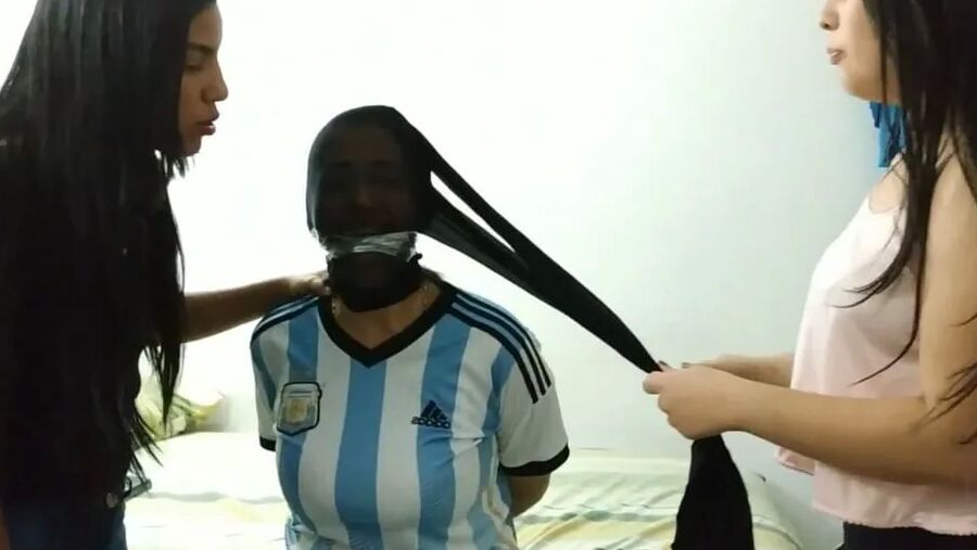 Gagged Woman Hogtied With Pantyhose Encasement - Selfgags