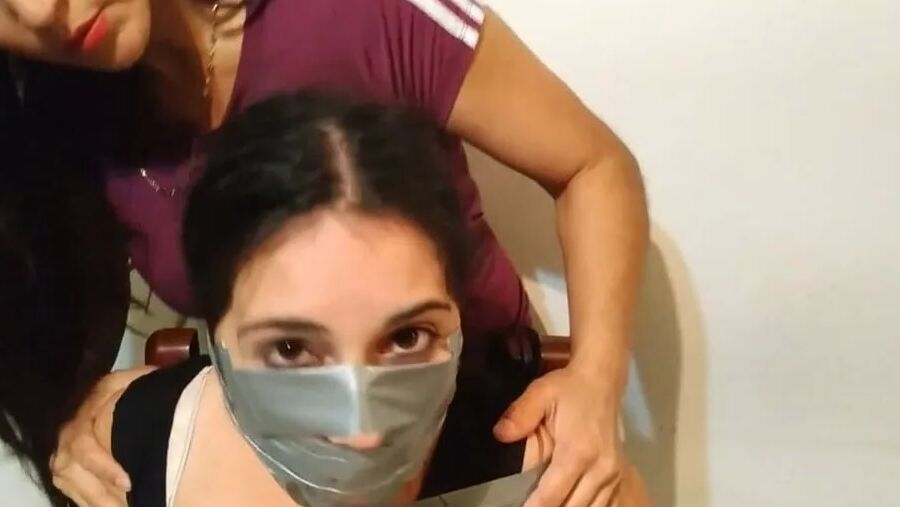 Stepdaughter With Bridged OTN Duct Tape Gag - Selfgags