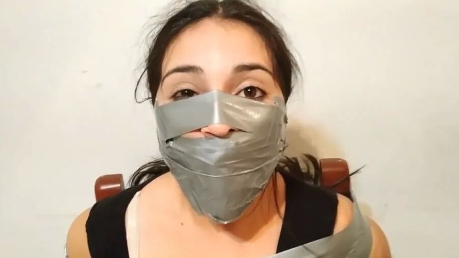 Stepdaughter With Bridged OTN Duct Tape Gag - Selfgags