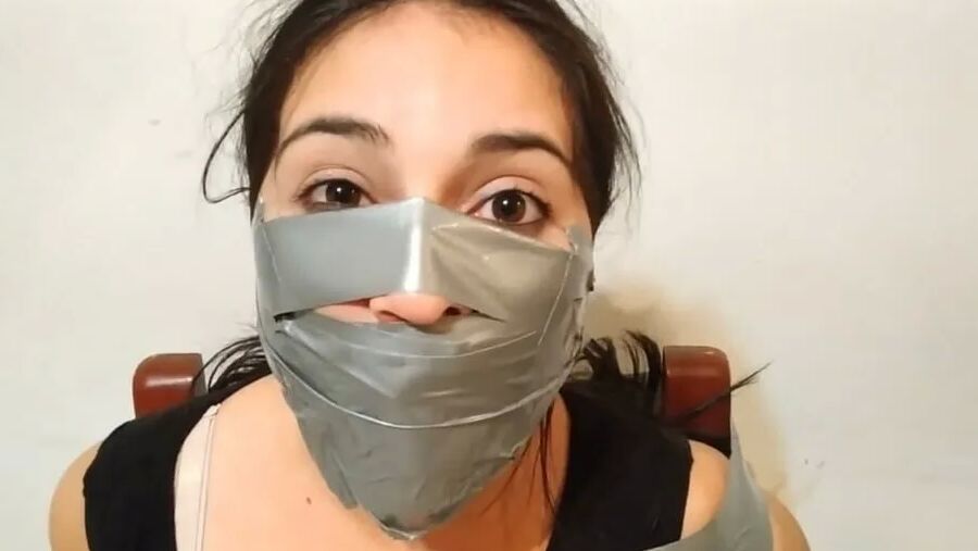 Stepdaughter With Bridged OTN Duct Tape Gag - Selfgags
