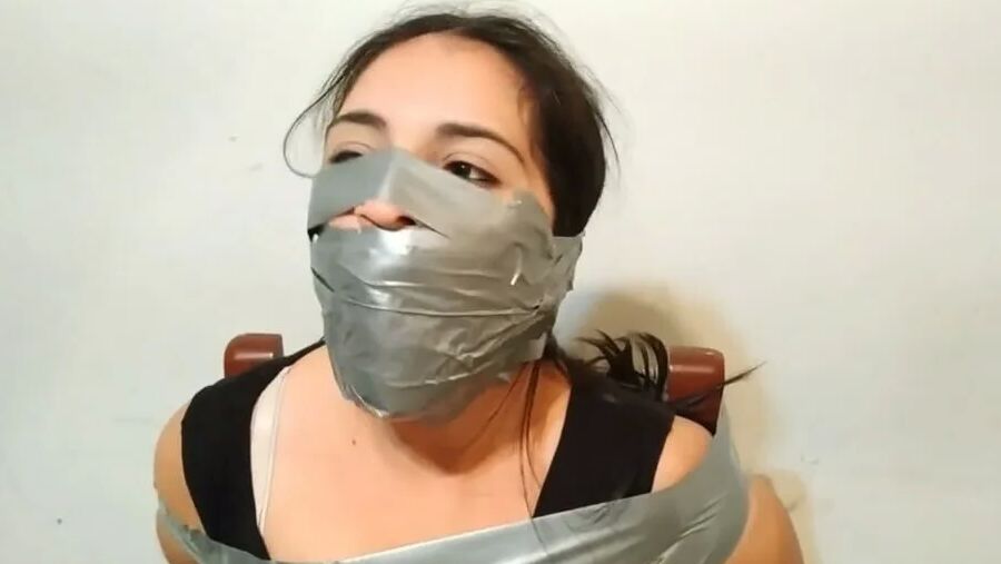 Stepdaughter With Bridged OTN Duct Tape Gag - Selfgags