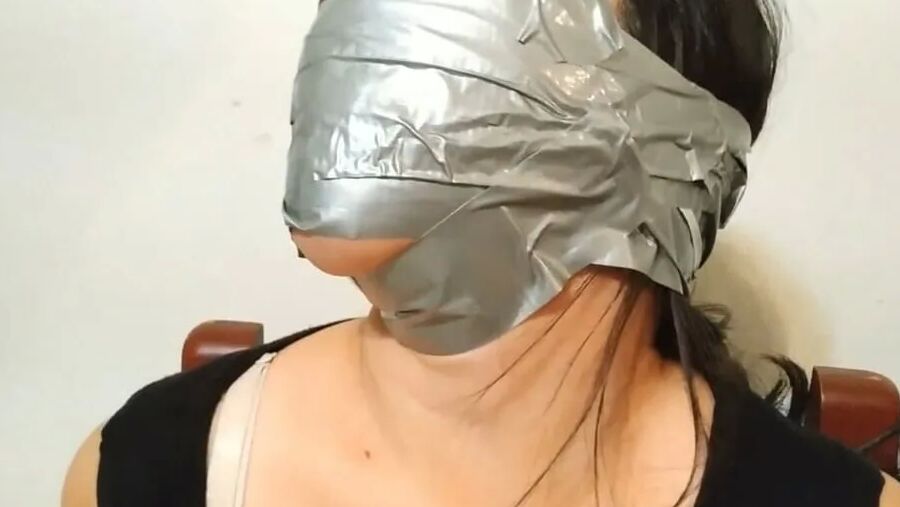 Stepdaughter With Bridged OTN Duct Tape Gag - Selfgags
