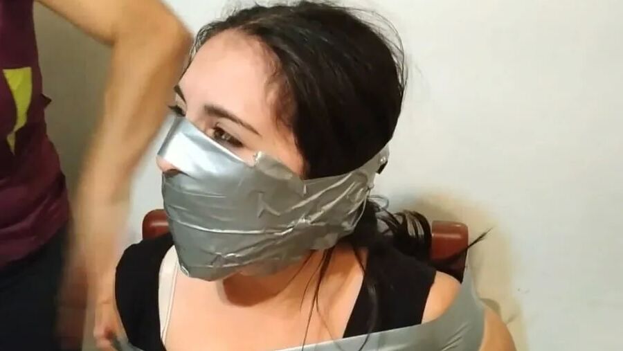 Stepdaughter With Bridged OTN Duct Tape Gag - Selfgags