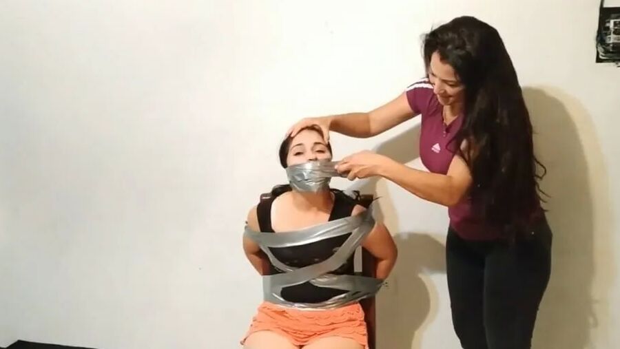 Stepdaughter With Bridged OTN Duct Tape Gag - Selfgags