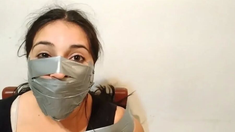 Stepdaughter With Bridged OTN Duct Tape Gag - Selfgags