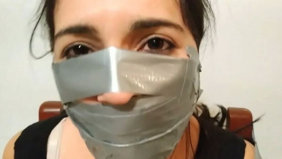 Stepdaughter With Bridged OTN Duct Tape Gag - Selfgags