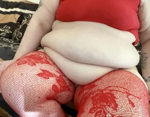 Fat big booty red thigh highs