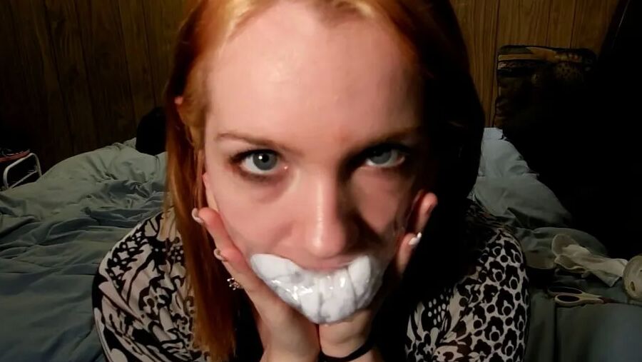 Self Gagged College Student Gets Bondage - Selfgags